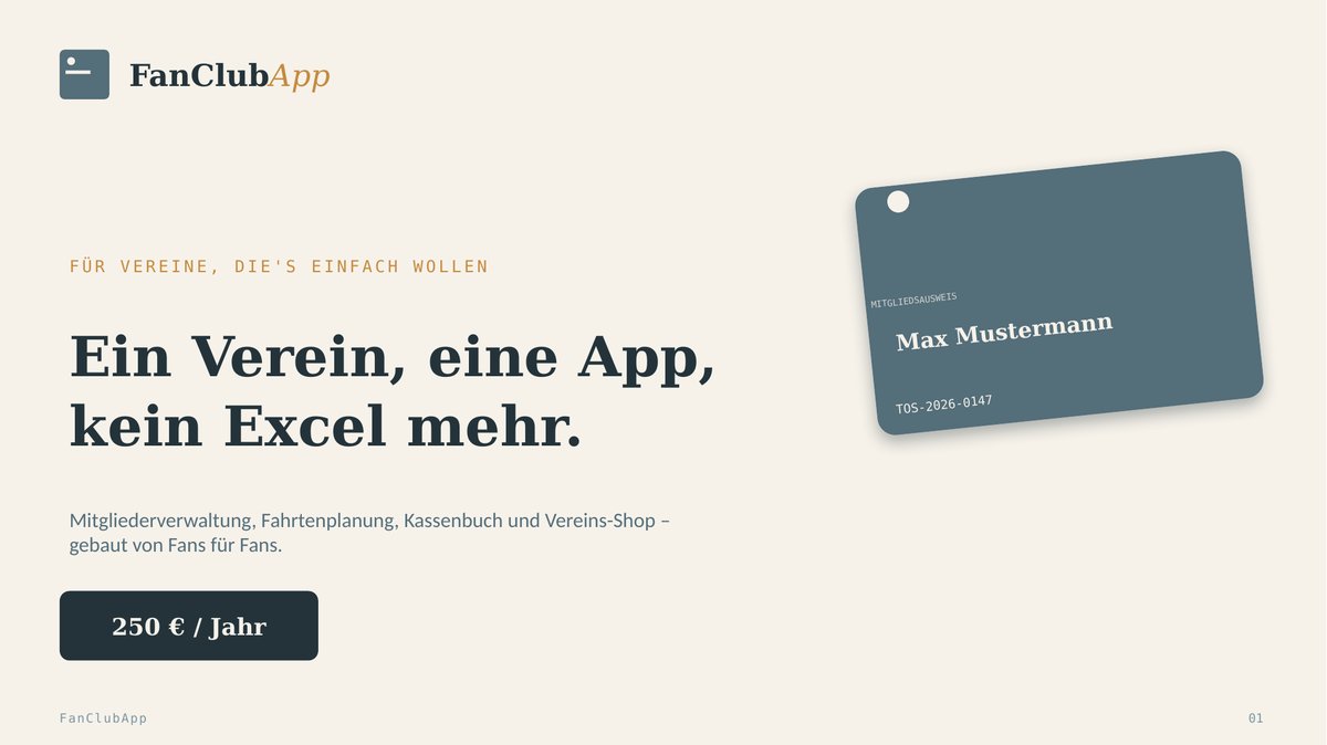 Folie 1 der FanClubApp-Präsentation