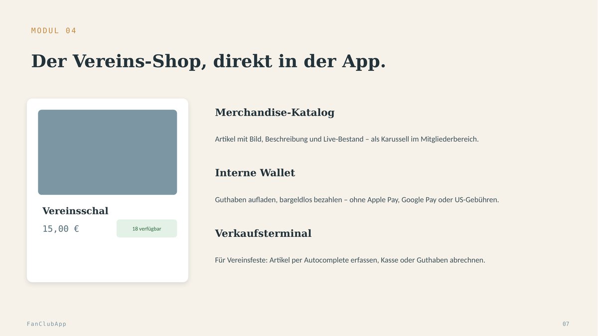 Folie 7 der FanClubApp-Präsentation