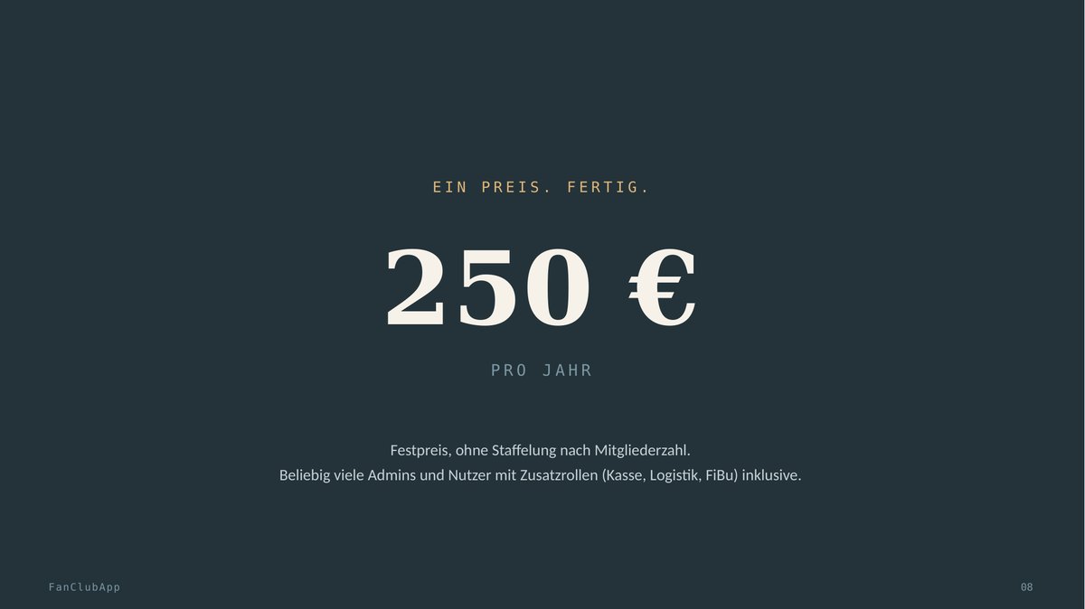 Folie 8 der FanClubApp-Präsentation
